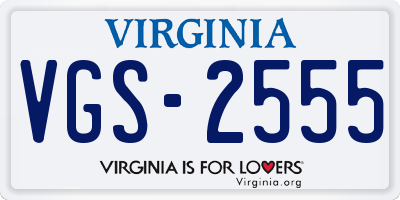 VA license plate VGS2555
