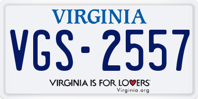 VA license plate VGS2557