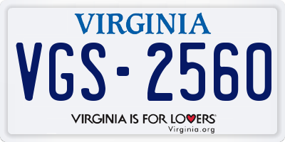 VA license plate VGS2560