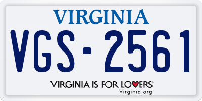 VA license plate VGS2561