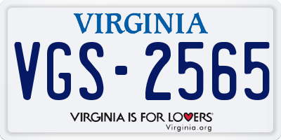 VA license plate VGS2565