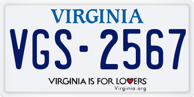 VA license plate VGS2567