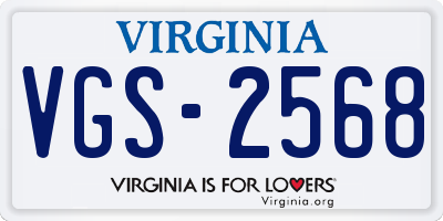 VA license plate VGS2568