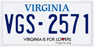 VA license plate VGS2571