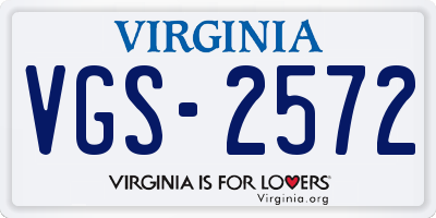 VA license plate VGS2572