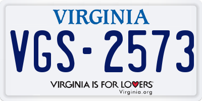 VA license plate VGS2573