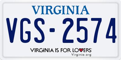 VA license plate VGS2574