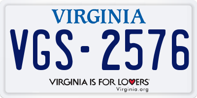 VA license plate VGS2576