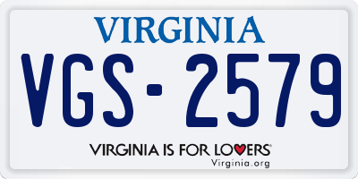 VA license plate VGS2579