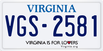 VA license plate VGS2581