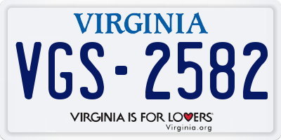 VA license plate VGS2582