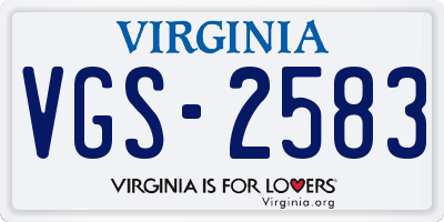 VA license plate VGS2583
