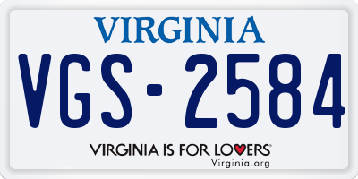 VA license plate VGS2584