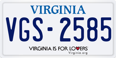 VA license plate VGS2585
