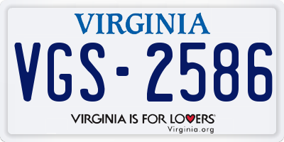VA license plate VGS2586