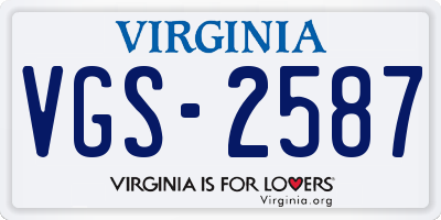VA license plate VGS2587