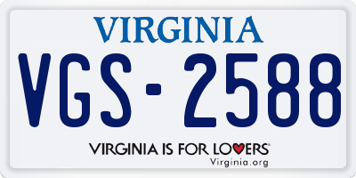 VA license plate VGS2588