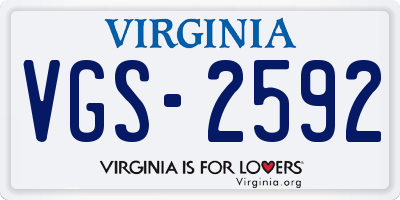 VA license plate VGS2592