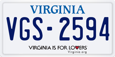 VA license plate VGS2594