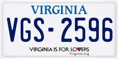 VA license plate VGS2596
