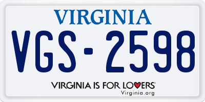 VA license plate VGS2598