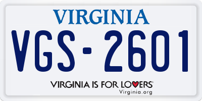VA license plate VGS2601