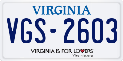 VA license plate VGS2603