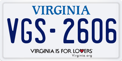 VA license plate VGS2606