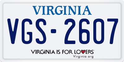VA license plate VGS2607