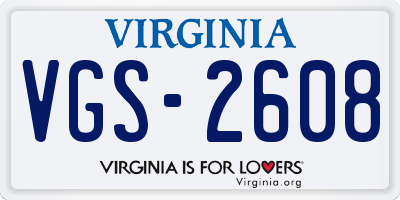 VA license plate VGS2608