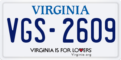 VA license plate VGS2609