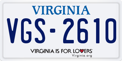 VA license plate VGS2610