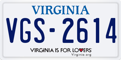 VA license plate VGS2614