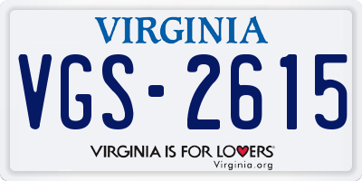 VA license plate VGS2615