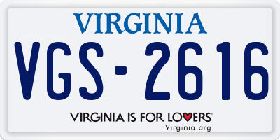 VA license plate VGS2616