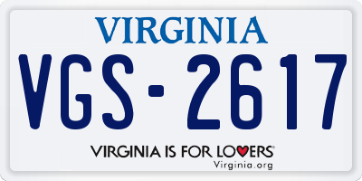 VA license plate VGS2617