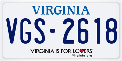 VA license plate VGS2618