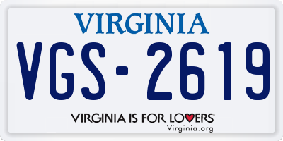 VA license plate VGS2619