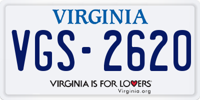VA license plate VGS2620