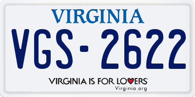 VA license plate VGS2622