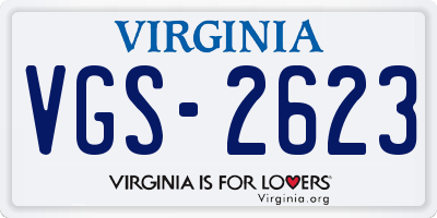 VA license plate VGS2623