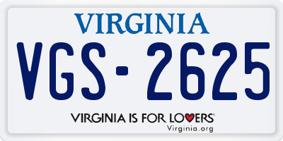 VA license plate VGS2625