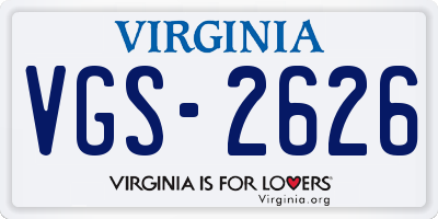 VA license plate VGS2626