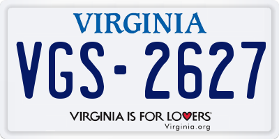 VA license plate VGS2627
