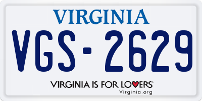 VA license plate VGS2629