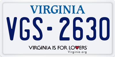 VA license plate VGS2630
