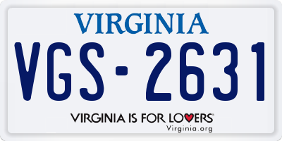 VA license plate VGS2631