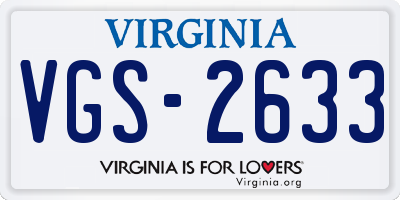 VA license plate VGS2633
