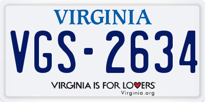 VA license plate VGS2634