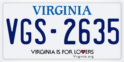 VA license plate VGS2635